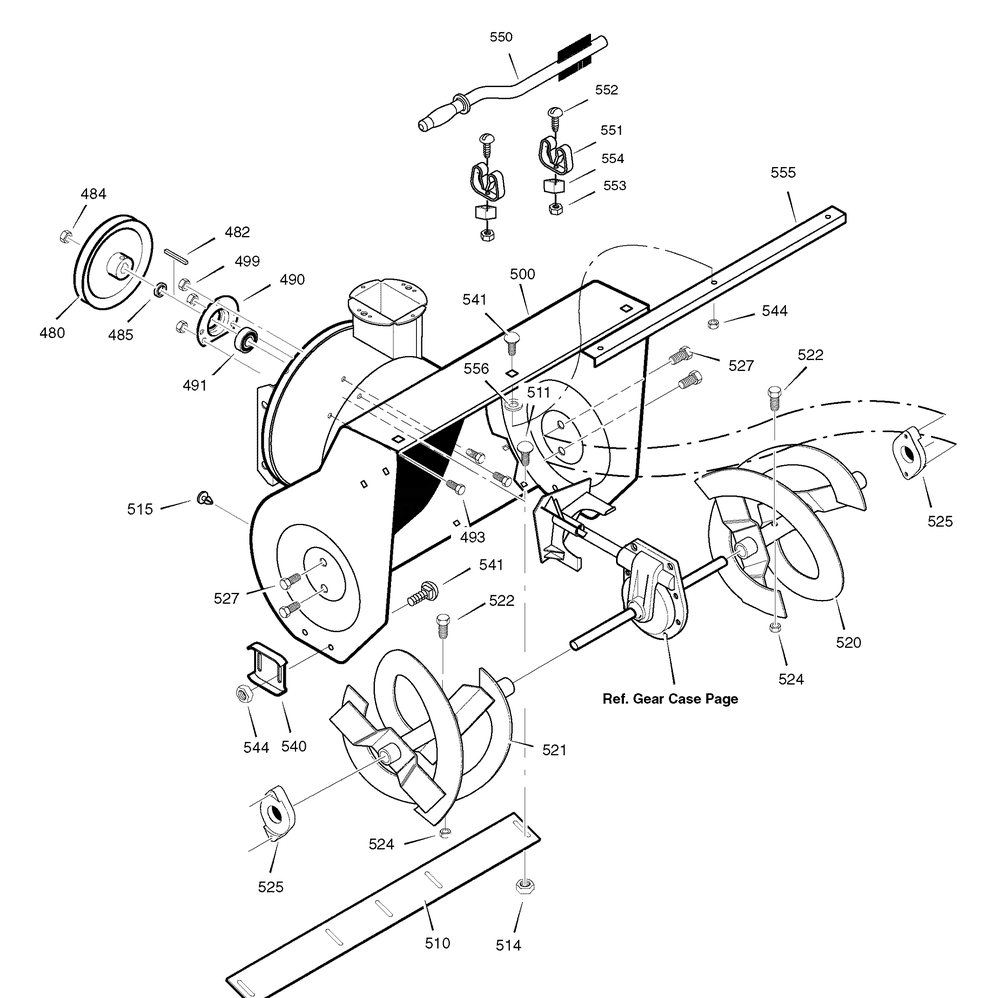 Auger Housing Diagram and Parts List for 1695370-6331770X54 2007 Briggs and Stratton Snow Blower